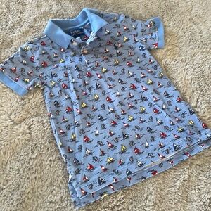 Ralph Lauren Kids Blue Polo Shirt with Colorful Sailboat Print